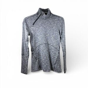 Lululemon Brisk Running 1/2 Zip Pullover Sweater in Coco Pique Black White Size